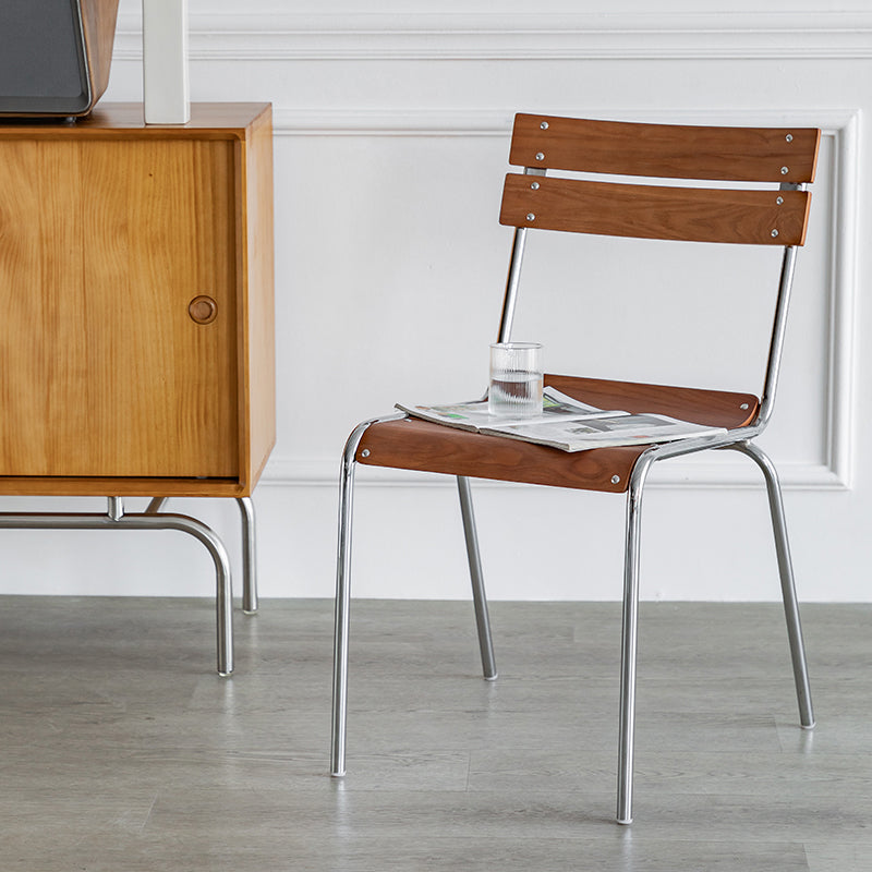 Contemporary Beech Solid Wood Armless Bar Stool with Footrest