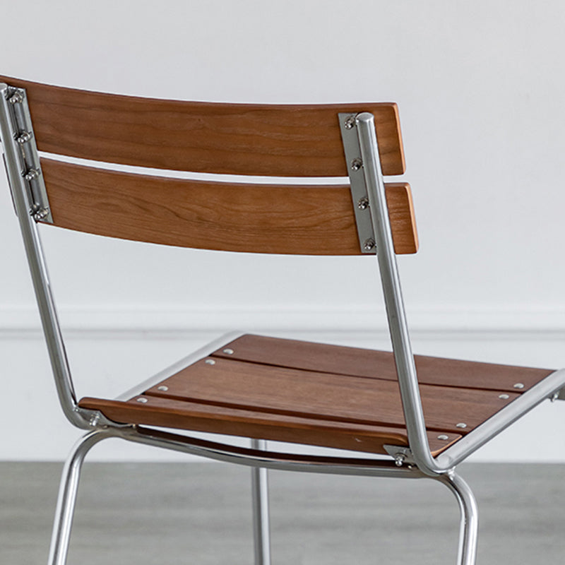 Taburete de barra sin brazo de madera maciza contemporánea con reposapiés