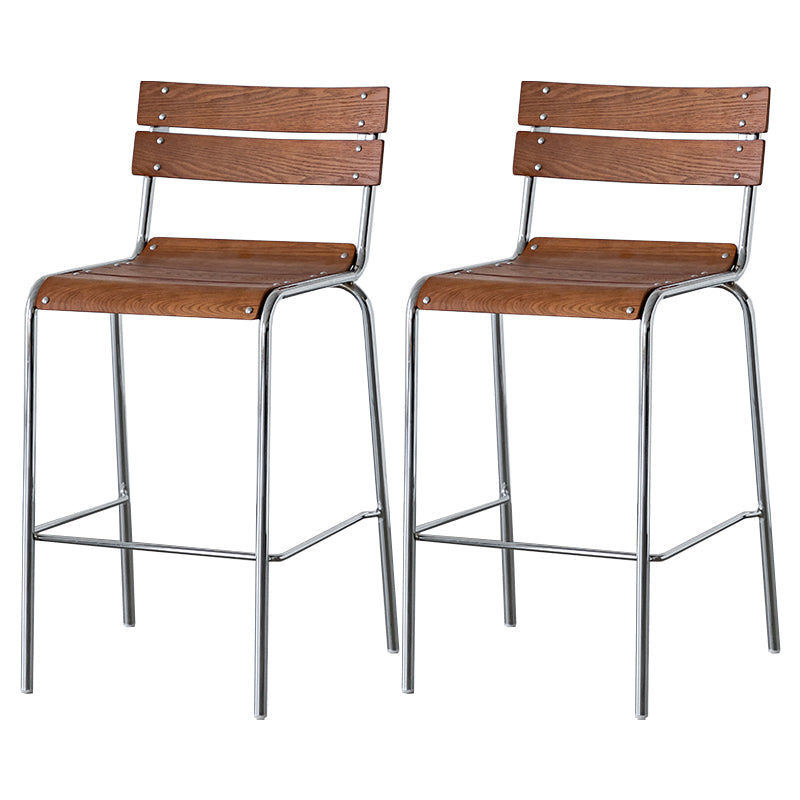 Contemporary Beech Solid Wood Armless Bar Stool with Footrest