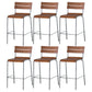 Contemporary Beech Solid Wood Armless Bar Stool with Footrest
