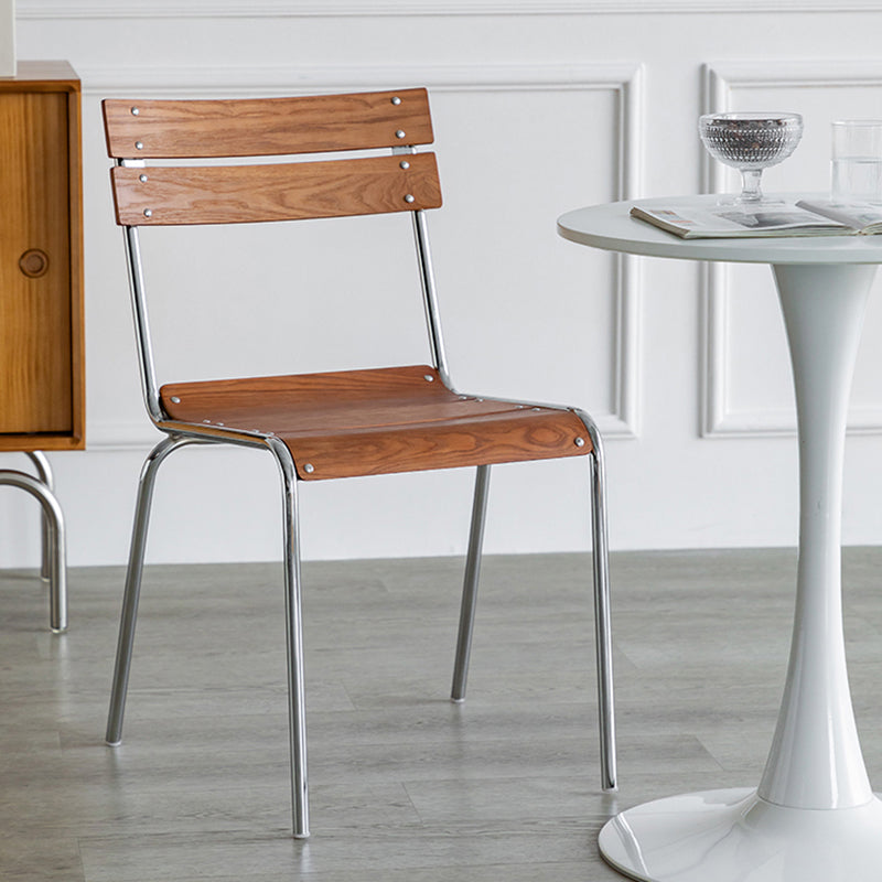 Taburete de barra sin brazo de madera maciza contemporánea con reposapiés