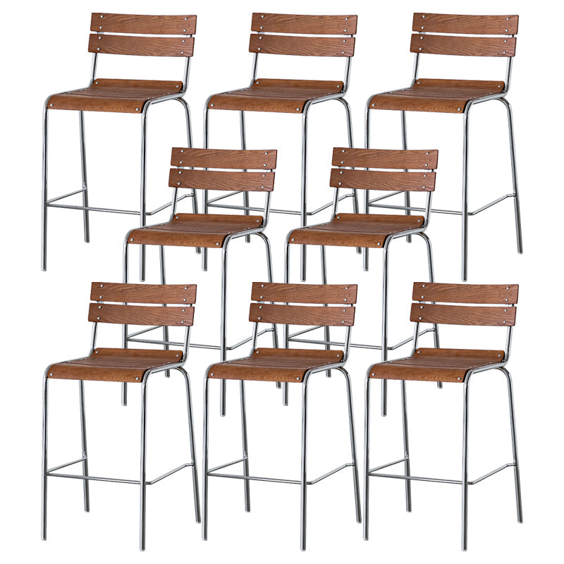 Contemporary Beech Solid Wood Armless Bar Stool with Footrest