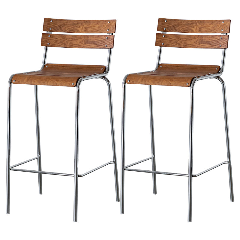 Contemporary Beech Solid Wood Armless Bar Stool with Footrest