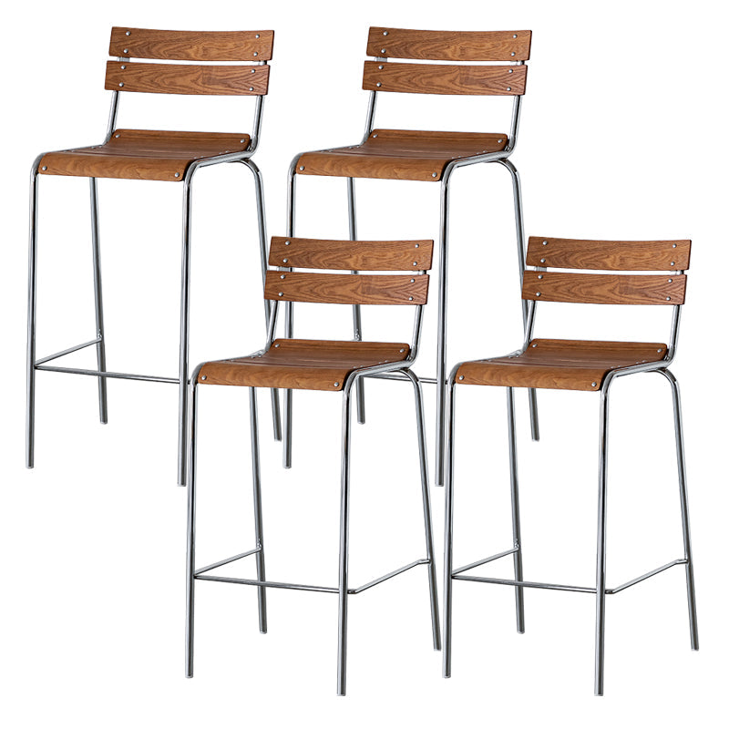 Contemporary Beech Solid Wood Armless Bar Stool with Footrest