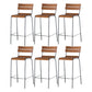 Contemporary Beech Solid Wood Armless Bar Stool with Footrest