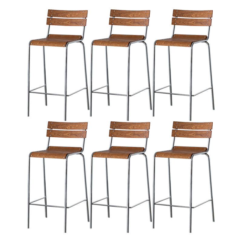 Contemporary Beech Solid Wood Armless Bar Stool with Footrest
