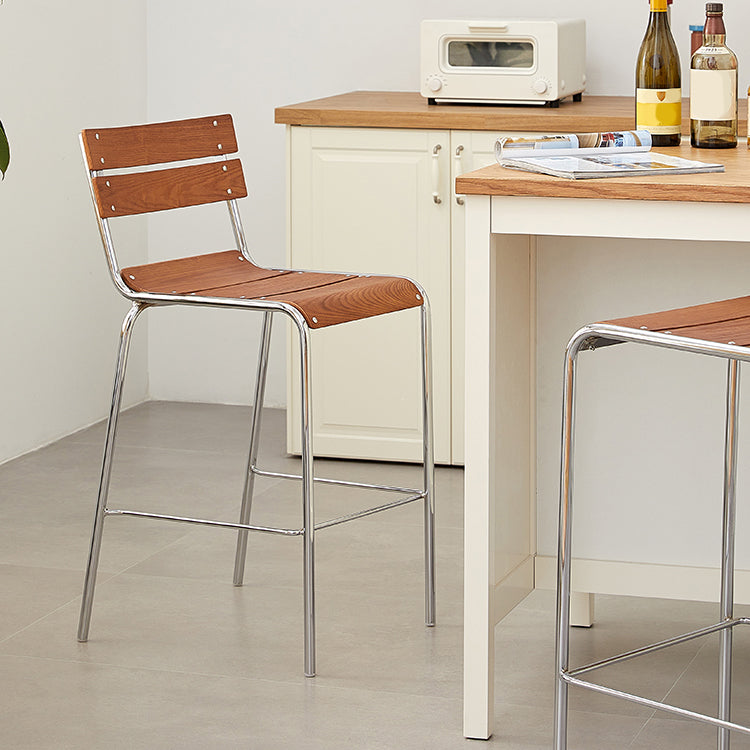 Contemporary Manufactured Wood Low Back Bar Stool with Footrest Clearhalo 'Bar Furniture' 'Bar Stools' 'bar_stools' 'furn' 'furn_bar_stools' 'Furniture' 'Kitchen & Dining Furniture' 7826197