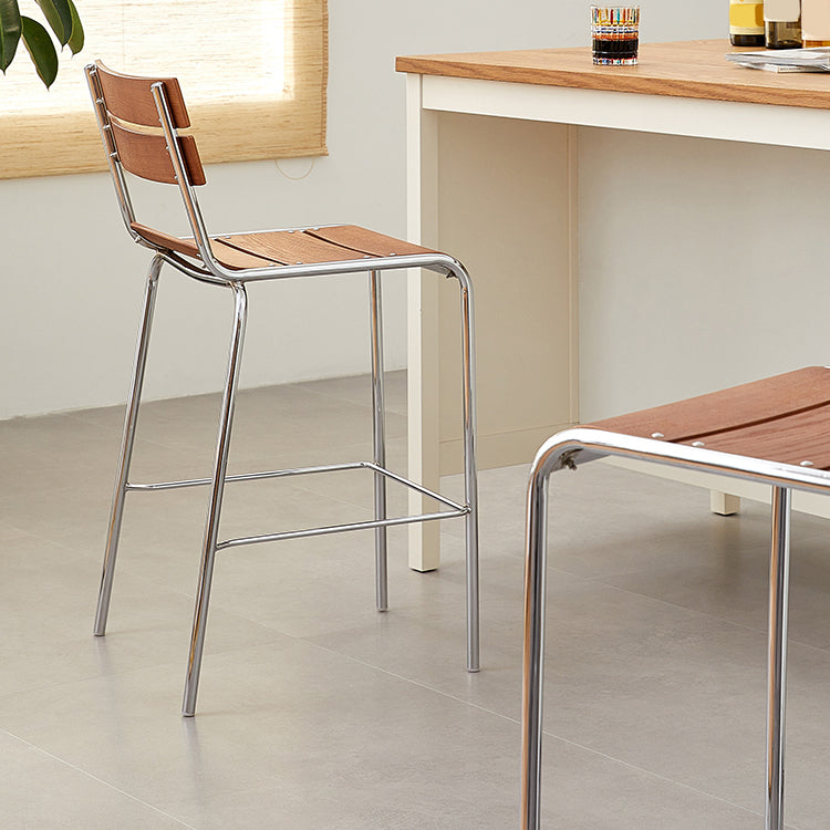 Contemporary Manufactured Wood Low Back Bar Stool with Footrest Clearhalo 'Bar Furniture' 'Bar Stools' 'bar_stools' 'furn' 'furn_bar_stools' 'Furniture' 'Kitchen & Dining Furniture' 7826200