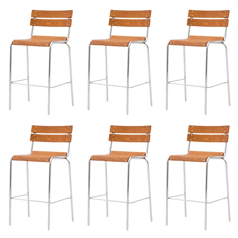 Contemporary Manufactured Wood Low Back Bar Stool with Footrest 6 Piece Set Counter Stool(26"H) Clearhalo 'Bar Furniture' 'Bar Stools' 'bar_stools' 'furn' 'furn_bar_stools' 'Furniture' 'Kitchen & Dining Furniture' 7826201