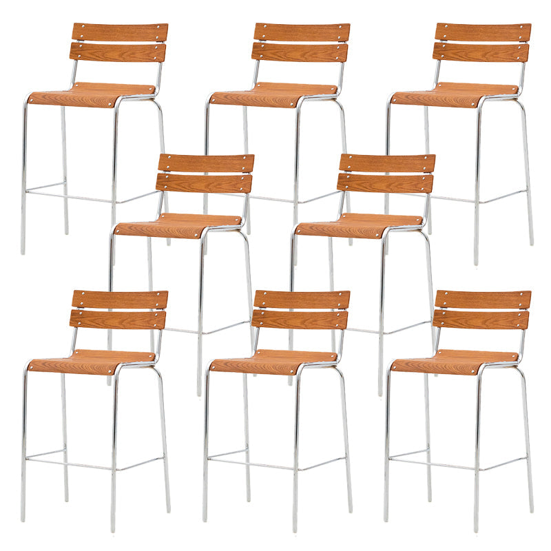 Contemporary Manufactured Wood Low Back Bar Stool with Footrest 8 Piece Set Counter Stool(26"H) Clearhalo 'Bar Furniture' 'Bar Stools' 'bar_stools' 'furn' 'furn_bar_stools' 'Furniture' 'Kitchen & Dining Furniture' 7826204