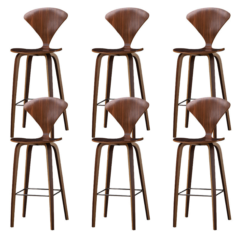 Contemporary Contoured Seat Low Back Bar Stools with Footrest