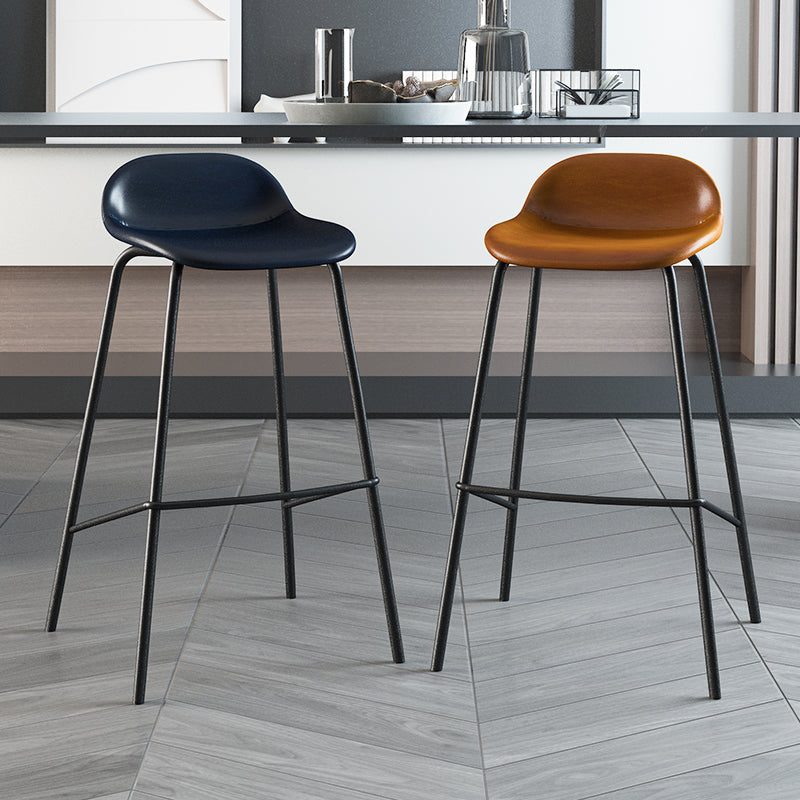 Contemporary Faux Leather Bucket Bar Stools with Black Metal Base Clearhalo 'Bar Furniture' 'Bar Stools' 'bar_stools' 'furn' 'furn_bar_stools' 'Furniture' 'Kitchen & Dining Furniture' 7826287