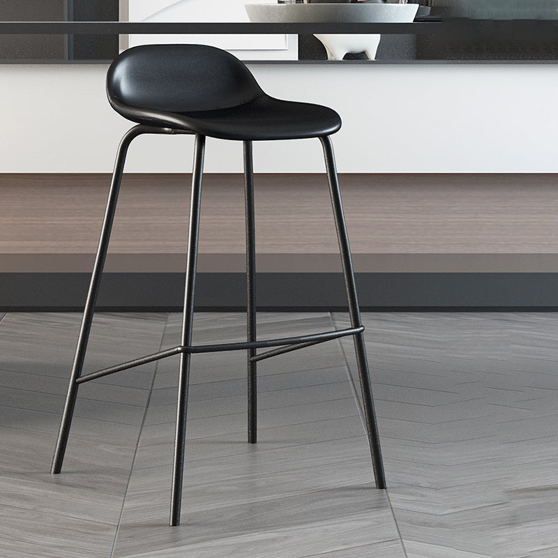 Contemporary Faux Leather Bucket Bar Stools with Black Metal Base Black 1 Piece Clearhalo 'Bar Furniture' 'Bar Stools' 'bar_stools' 'furn' 'furn_bar_stools' 'Furniture' 'Kitchen & Dining Furniture' 7826288