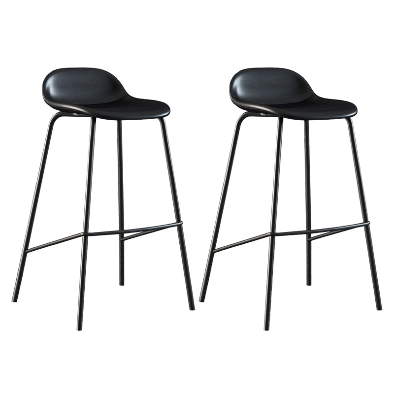 Contemporary Faux Leather Bucket Bar Stools with Black Metal Base Black 2 Piece Set Clearhalo 'Bar Furniture' 'Bar Stools' 'bar_stools' 'furn' 'furn_bar_stools' 'Furniture' 'Kitchen & Dining Furniture' 7826290
