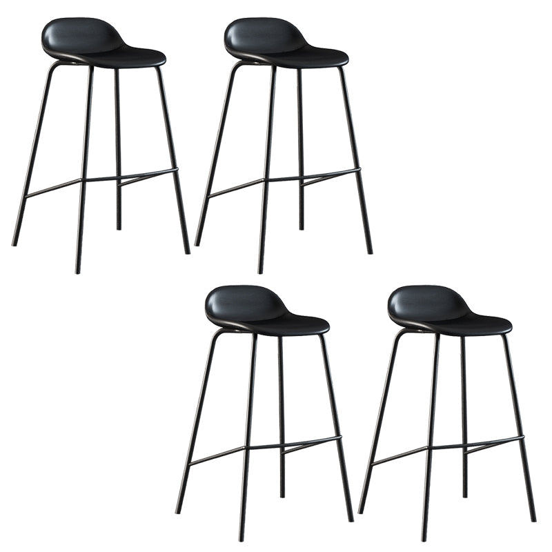 Contemporary Faux Leather Bucket Bar Stools with Black Metal Base Black 4 Piece Set Clearhalo 'Bar Furniture' 'Bar Stools' 'bar_stools' 'furn' 'furn_bar_stools' 'Furniture' 'Kitchen & Dining Furniture' 7826292