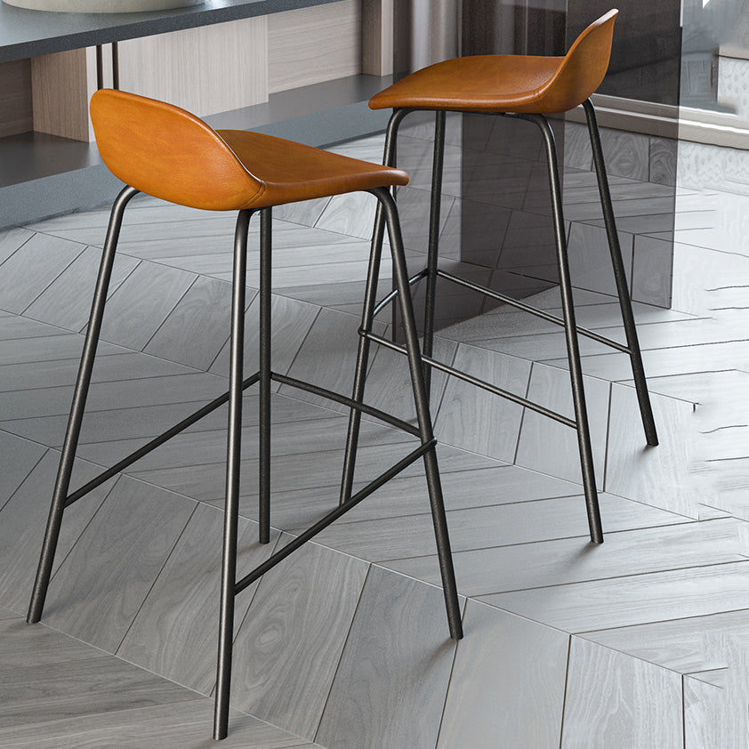 Contemporary Faux Leather Bucket Bar Stools with Black Metal Base Clearhalo 'Bar Furniture' 'Bar Stools' 'bar_stools' 'furn' 'furn_bar_stools' 'Furniture' 'Kitchen & Dining Furniture' 7826293