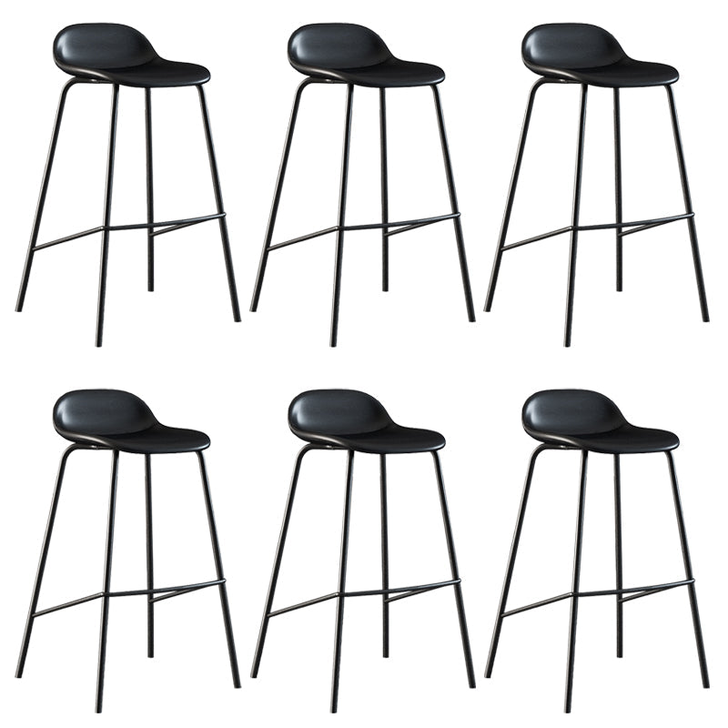 Contemporary Faux Leather Bucket Bar Stools with Black Metal Base Black 6 Piece Set Clearhalo 'Bar Furniture' 'Bar Stools' 'bar_stools' 'furn' 'furn_bar_stools' 'Furniture' 'Kitchen & Dining Furniture' 7826294