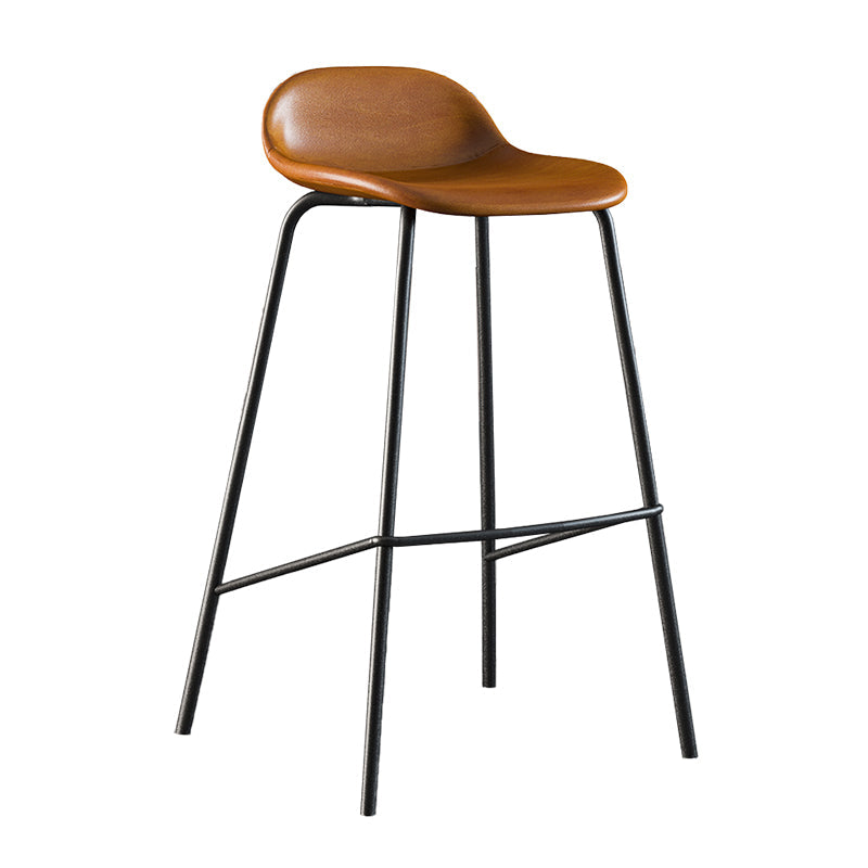 Contemporary Faux Leather Bucket Bar Stools with Black Metal Base Clearhalo 'Bar Furniture' 'Bar Stools' 'bar_stools' 'furn' 'furn_bar_stools' 'Furniture' 'Kitchen & Dining Furniture' 7826295