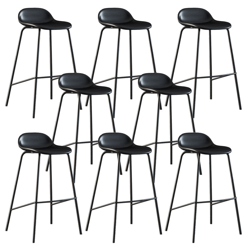 Contemporary Faux Leather Bucket Bar Stools with Black Metal Base Black 8 Piece Set Clearhalo 'Bar Furniture' 'Bar Stools' 'bar_stools' 'furn' 'furn_bar_stools' 'Furniture' 'Kitchen & Dining Furniture' 7826296