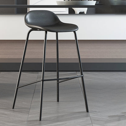 Contemporary Faux Leather Bucket Bar Stools with Black Metal Base Gray 1 Piece Clearhalo 'Bar Furniture' 'Bar Stools' 'bar_stools' 'furn' 'furn_bar_stools' 'Furniture' 'Kitchen & Dining Furniture' 7826297