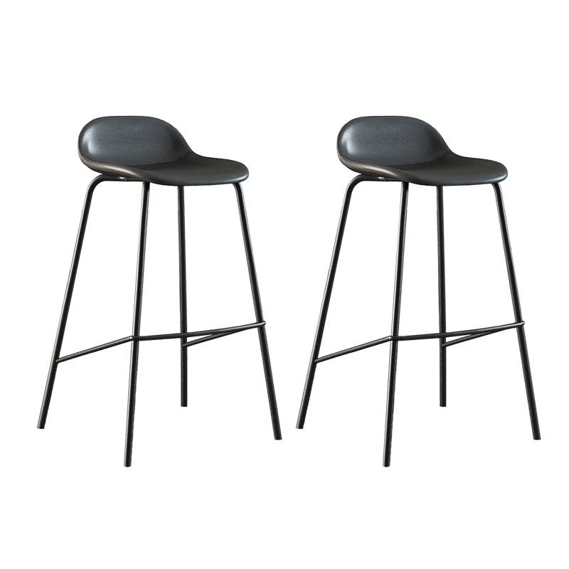 Contemporary Faux Leather Bucket Bar Stools with Black Metal Base Gray 2 Piece Set Clearhalo 'Bar Furniture' 'Bar Stools' 'bar_stools' 'furn' 'furn_bar_stools' 'Furniture' 'Kitchen & Dining Furniture' 7826300