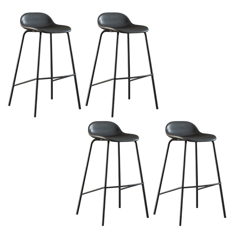 Contemporary Faux Leather Bucket Bar Stools with Black Metal Base Gray 4 Piece Set Clearhalo 'Bar Furniture' 'Bar Stools' 'bar_stools' 'furn' 'furn_bar_stools' 'Furniture' 'Kitchen & Dining Furniture' 7826302