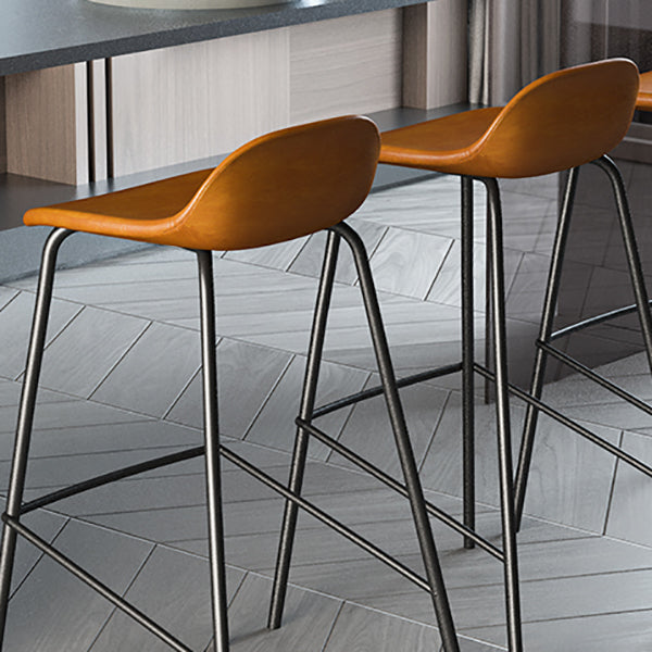 Contemporary Faux Leather Bucket Bar Stools with Black Metal Base Clearhalo 'Bar Furniture' 'Bar Stools' 'bar_stools' 'furn' 'furn_bar_stools' 'Furniture' 'Kitchen & Dining Furniture' 7826303