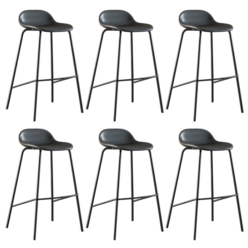 Contemporary Faux Leather Bucket Bar Stools with Black Metal Base Gray 6 Piece Set Clearhalo 'Bar Furniture' 'Bar Stools' 'bar_stools' 'furn' 'furn_bar_stools' 'Furniture' 'Kitchen & Dining Furniture' 7826304