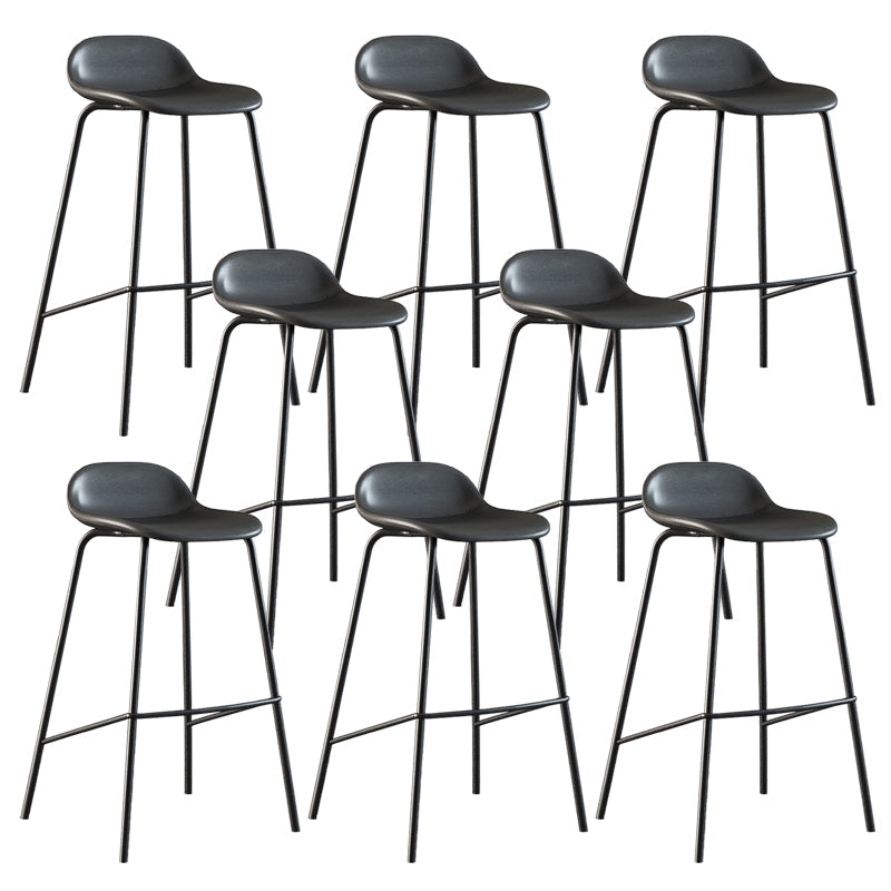 Contemporary Faux Leather Bucket Bar Stools with Black Metal Base Gray 8 Piece Set Clearhalo 'Bar Furniture' 'Bar Stools' 'bar_stools' 'furn' 'furn_bar_stools' 'Furniture' 'Kitchen & Dining Furniture' 7826305
