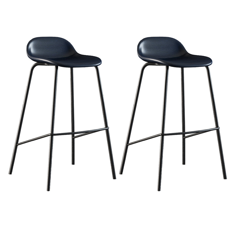 Contemporary Faux Leather Bucket Bar Stools with Black Metal Base Blue 2 Piece Set Clearhalo 'Bar Furniture' 'Bar Stools' 'bar_stools' 'furn' 'furn_bar_stools' 'Furniture' 'Kitchen & Dining Furniture' 7826308