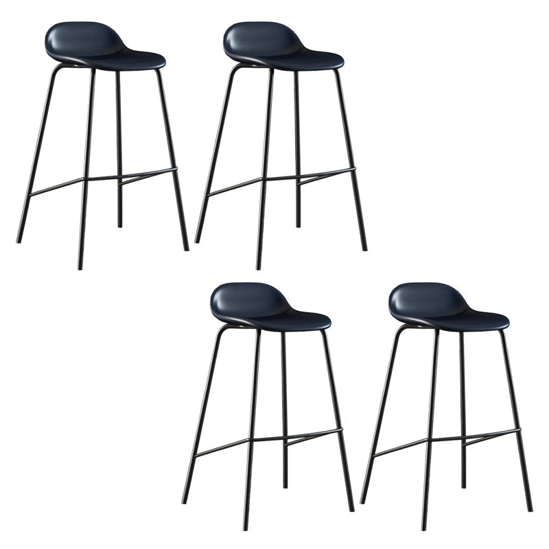 Contemporary Faux Leather Bucket Bar Stools with Black Metal Base Blue 4 Piece Set Clearhalo 'Bar Furniture' 'Bar Stools' 'bar_stools' 'furn' 'furn_bar_stools' 'Furniture' 'Kitchen & Dining Furniture' 7826309