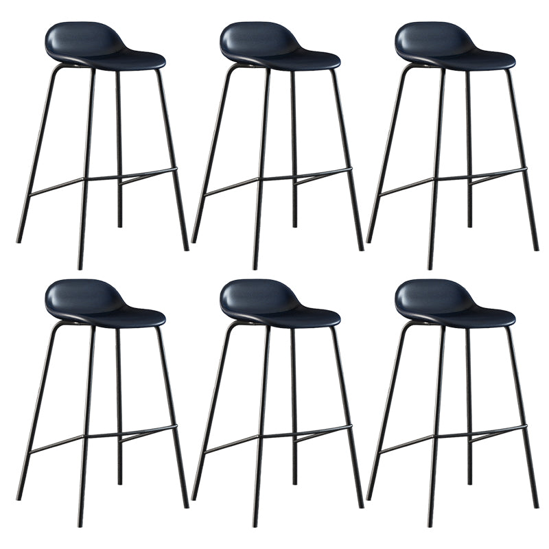 Contemporary Faux Leather Bucket Bar Stools with Black Metal Base Blue 6 Piece Set Clearhalo 'Bar Furniture' 'Bar Stools' 'bar_stools' 'furn' 'furn_bar_stools' 'Furniture' 'Kitchen & Dining Furniture' 7826310