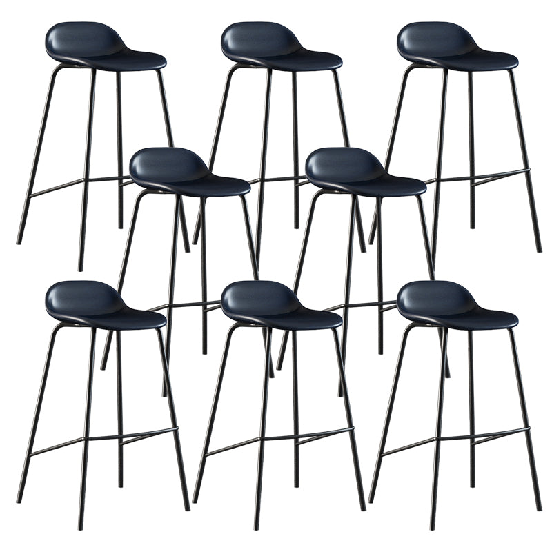 Contemporary Faux Leather Bucket Bar Stools with Black Metal Base Blue 8 Piece Set Clearhalo 'Bar Furniture' 'Bar Stools' 'bar_stools' 'furn' 'furn_bar_stools' 'Furniture' 'Kitchen & Dining Furniture' 7826311