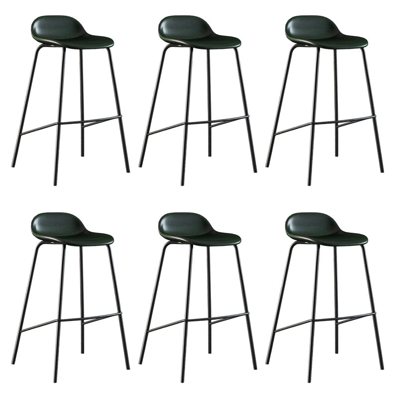 Contemporary Faux Leather Bucket Bar Stools with Black Metal Base Green 6 Piece Set Clearhalo 'Bar Furniture' 'Bar Stools' 'bar_stools' 'furn' 'furn_bar_stools' 'Furniture' 'Kitchen & Dining Furniture' 7826315
