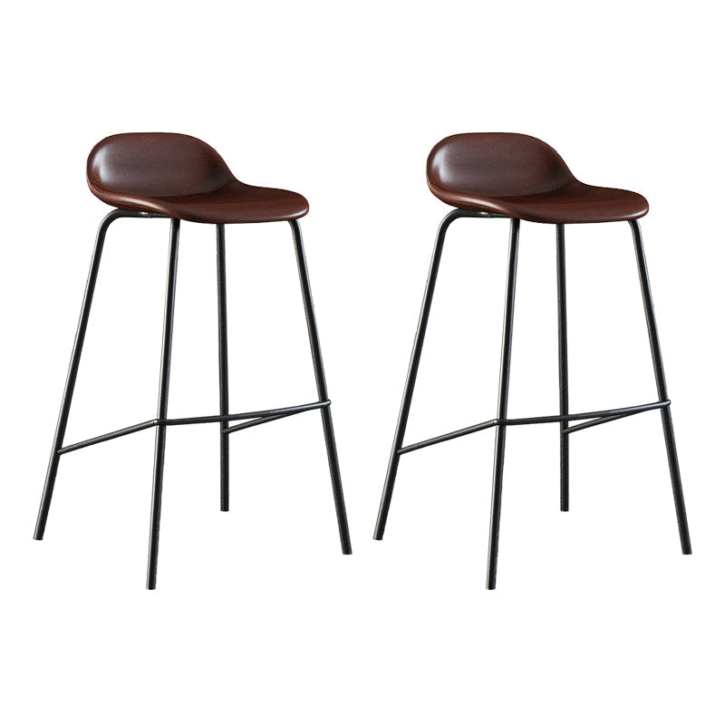 Contemporary Faux Leather Bucket Bar Stools with Black Metal Base Brown 2 Piece Set Clearhalo 'Bar Furniture' 'Bar Stools' 'bar_stools' 'furn' 'furn_bar_stools' 'Furniture' 'Kitchen & Dining Furniture' 7826318