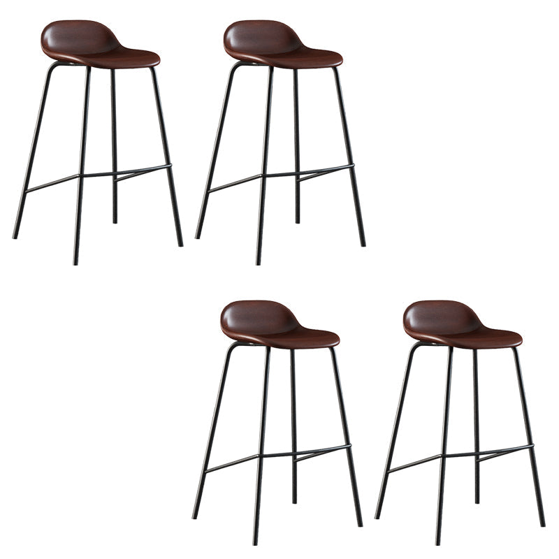 Contemporary Faux Leather Bucket Bar Stools with Black Metal Base Brown 4 Piece Set Clearhalo 'Bar Furniture' 'Bar Stools' 'bar_stools' 'furn' 'furn_bar_stools' 'Furniture' 'Kitchen & Dining Furniture' 7826319