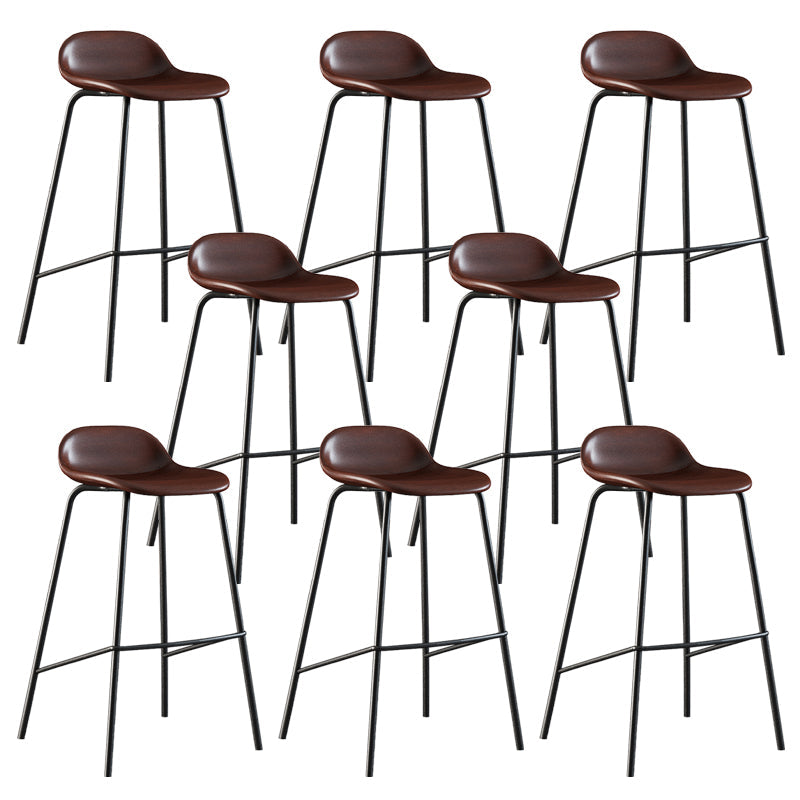 Contemporary Faux Leather Bucket Bar Stools with Black Metal Base Brown 8 Piece Set Clearhalo 'Bar Furniture' 'Bar Stools' 'bar_stools' 'furn' 'furn_bar_stools' 'Furniture' 'Kitchen & Dining Furniture' 7826321