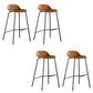 Contemporary Faux Leather Bucket Bar Stools with Black Metal Base Yellowish Brown 4 Piece Set Clearhalo 'Bar Furniture' 'Bar Stools' 'bar_stools' 'furn' 'furn_bar_stools' 'Furniture' 'Kitchen & Dining Furniture' 7826324