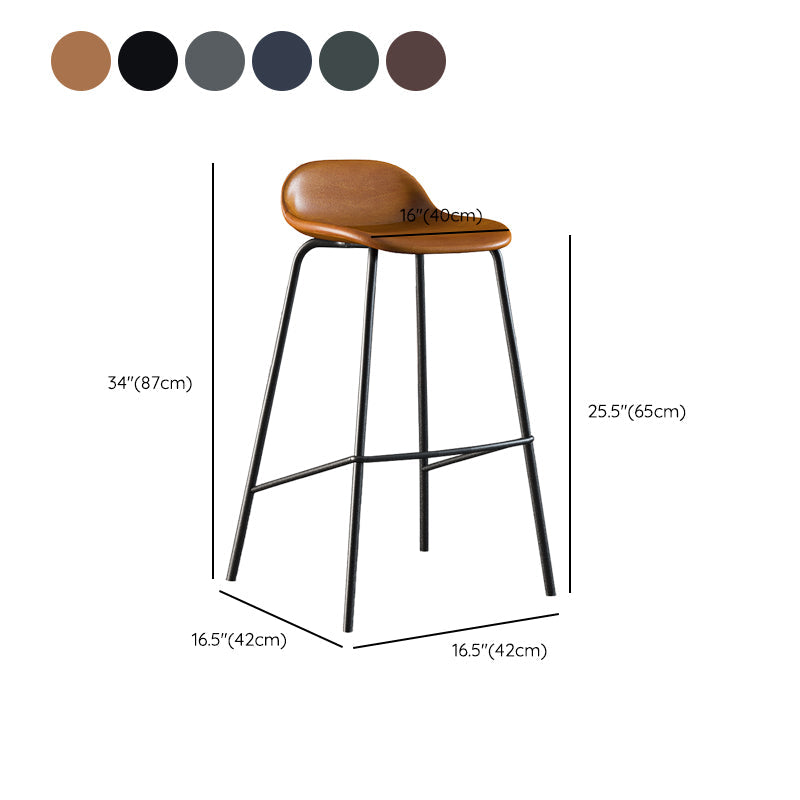 Contemporary Faux Leather Bucket Bar Stools with Black Metal Base Clearhalo 'Bar Furniture' 'Bar Stools' 'bar_stools' 'furn' 'furn_bar_stools' 'Furniture' 'Kitchen & Dining Furniture' 7826327