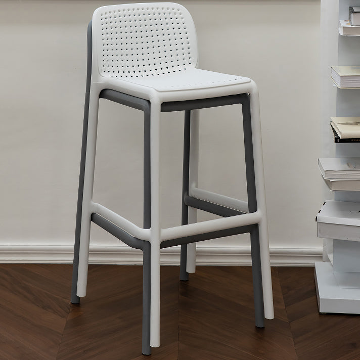 Contemporary Low Back Plastic Armless Bar Stool with Footrest