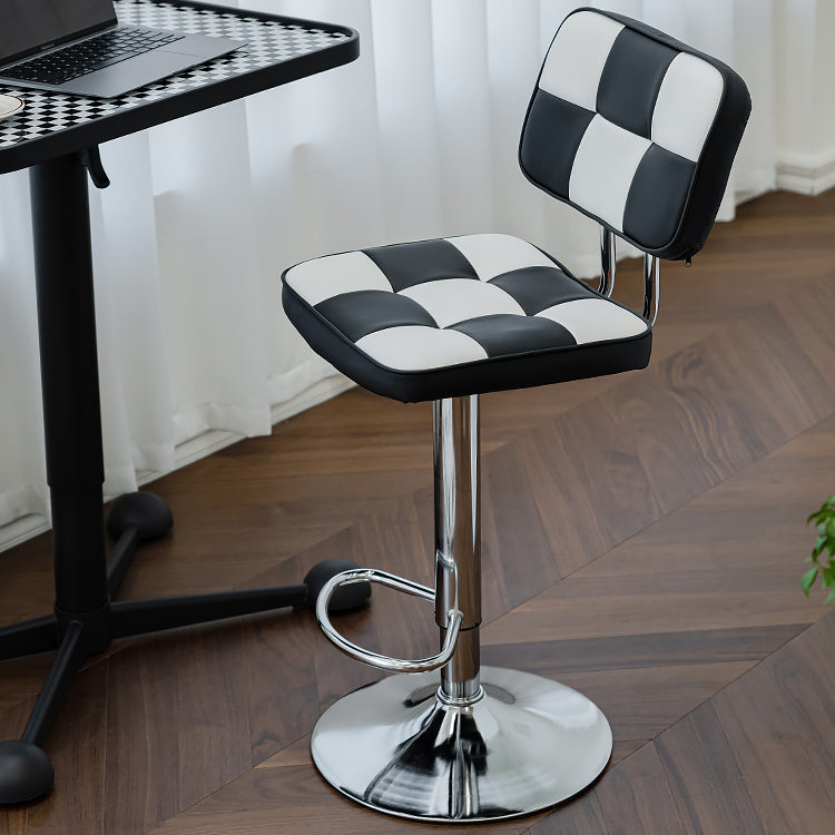Contemporary Adjustable Height Swivel Upholstered Bar Stool with Footrest Clearhalo 'Bar Furniture' 'Bar Stools' 'bar_stools' 'furn' 'furn_bar_stools' 'Furniture' 'Kitchen & Dining Furniture' 7826374
