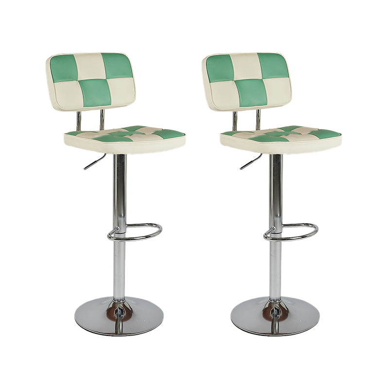 Contemporary Adjustable Height Swivel Upholstered Bar Stool with Footrest Green 2 Piece Set Clearhalo 'Bar Furniture' 'Bar Stools' 'bar_stools' 'furn' 'furn_bar_stools' 'Furniture' 'Kitchen & Dining Furniture' 7826375