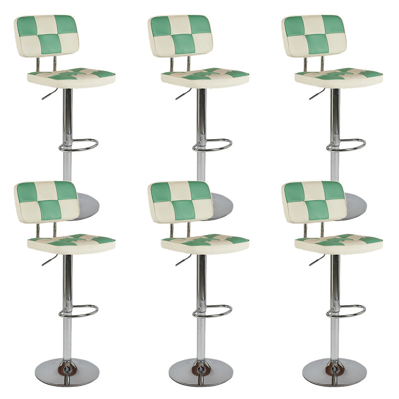 Contemporary Adjustable Height Swivel Upholstered Bar Stool with Footrest Green 6 Piece Set Clearhalo 'Bar Furniture' 'Bar Stools' 'bar_stools' 'furn' 'furn_bar_stools' 'Furniture' 'Kitchen & Dining Furniture' 7826379