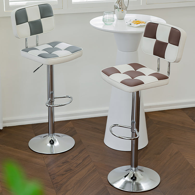 Contemporary Adjustable Height Swivel Upholstered Bar Stool with Footrest Clearhalo 'Bar Furniture' 'Bar Stools' 'bar_stools' 'furn' 'furn_bar_stools' 'Furniture' 'Kitchen & Dining Furniture' 7826380