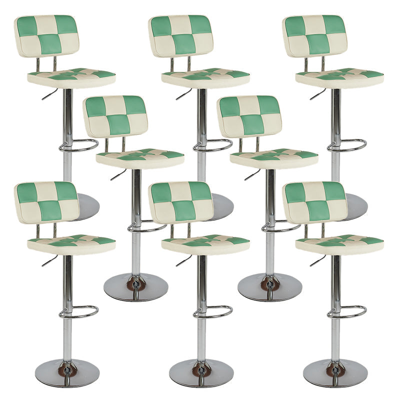 Contemporary Adjustable Height Swivel Upholstered Bar Stool with Footrest Green 8 Piece Set Clearhalo 'Bar Furniture' 'Bar Stools' 'bar_stools' 'furn' 'furn_bar_stools' 'Furniture' 'Kitchen & Dining Furniture' 7826381