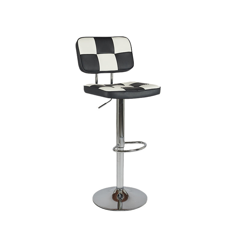 Contemporary Adjustable Height Swivel Upholstered Bar Stool with Footrest Black 1 Piece Clearhalo 'Bar Furniture' 'Bar Stools' 'bar_stools' 'furn' 'furn_bar_stools' 'Furniture' 'Kitchen & Dining Furniture' 7826382