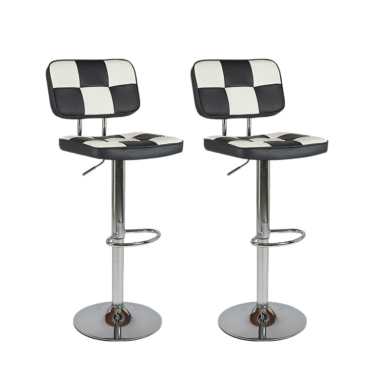 Contemporary Adjustable Height Swivel Upholstered Bar Stool with Footrest Black 2 Piece Set Clearhalo 'Bar Furniture' 'Bar Stools' 'bar_stools' 'furn' 'furn_bar_stools' 'Furniture' 'Kitchen & Dining Furniture' 7826384