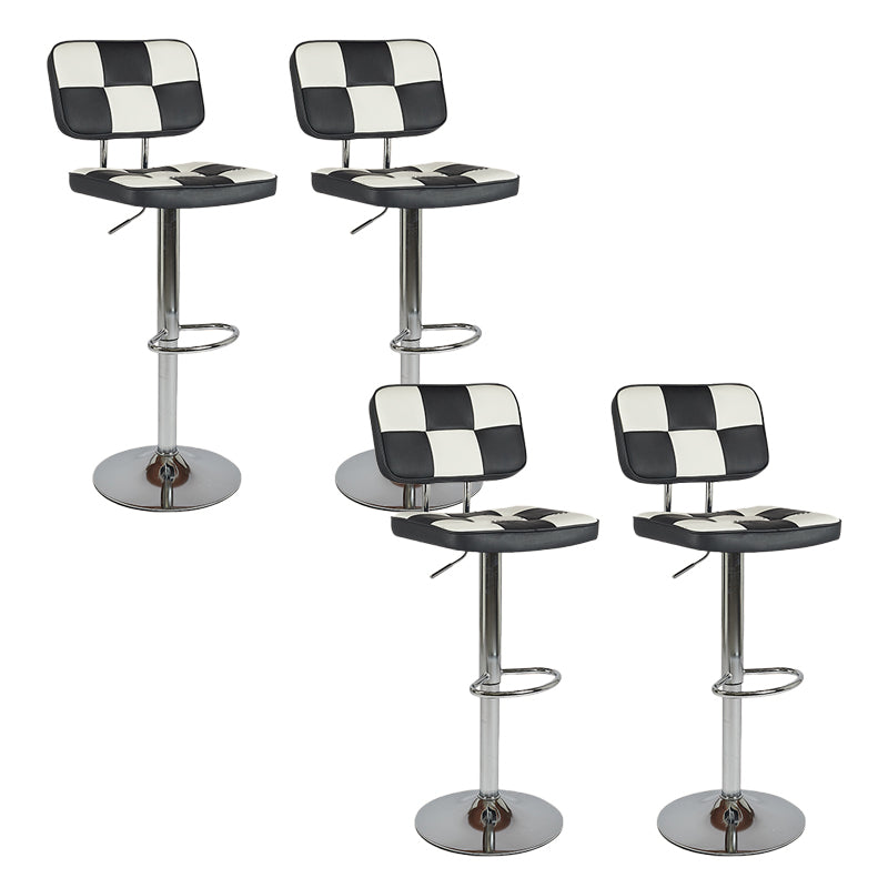 Contemporary Adjustable Height Swivel Upholstered Bar Stool with Footrest Black 4 Piece Set Clearhalo 'Bar Furniture' 'Bar Stools' 'bar_stools' 'furn' 'furn_bar_stools' 'Furniture' 'Kitchen & Dining Furniture' 7826387