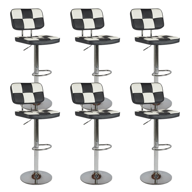 Contemporary Adjustable Height Swivel Upholstered Bar Stool with Footrest Black 6 Piece Set Clearhalo 'Bar Furniture' 'Bar Stools' 'bar_stools' 'furn' 'furn_bar_stools' 'Furniture' 'Kitchen & Dining Furniture' 7826389
