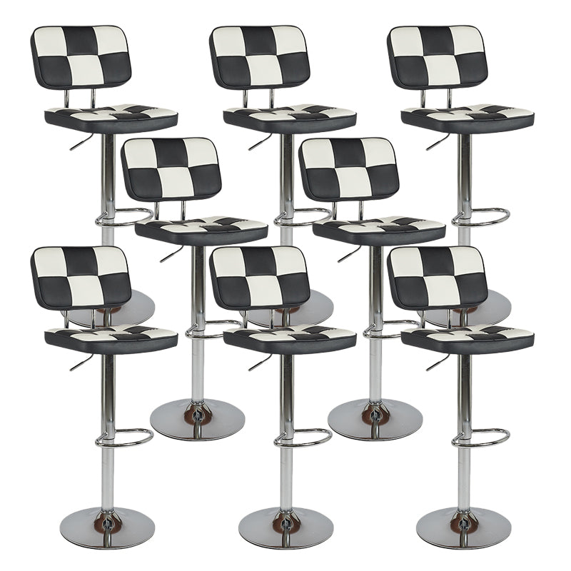 Contemporary Adjustable Height Swivel Upholstered Bar Stool with Footrest Black 8 Piece Set Clearhalo 'Bar Furniture' 'Bar Stools' 'bar_stools' 'furn' 'furn_bar_stools' 'Furniture' 'Kitchen & Dining Furniture' 7826390
